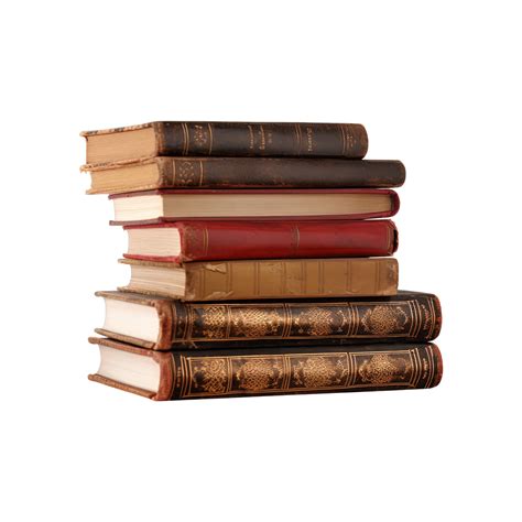 A pile of old books on a transparent background with copy space ...