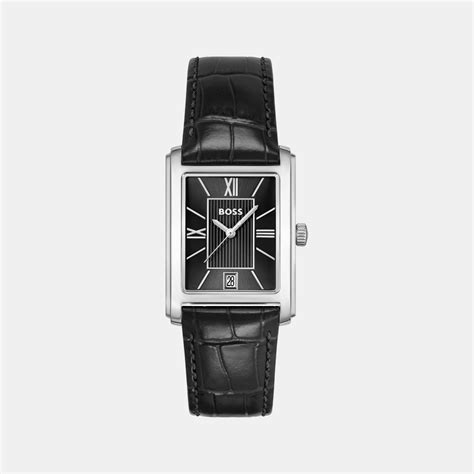 Boss Principle Dress Men Black Leather Watch 1514277 – Just In Time