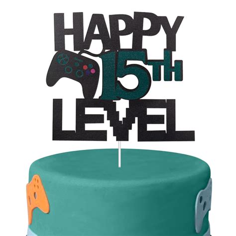 Buy Video Game Cake Topper For Happy 15th Level Birthday Decoration ...
