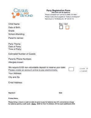 Fillable Online Party Registration Form Fax Email Print - pdfFiller