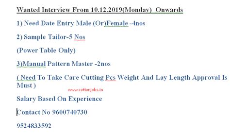 WANTED Date Entry ,) Sample Tailor,Manual Pattern Master (TIRUPUR JOBS ...