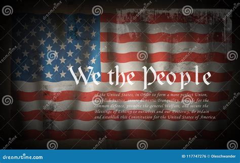 We the People American Constitution. Dramatic USA Flag with White Text ...