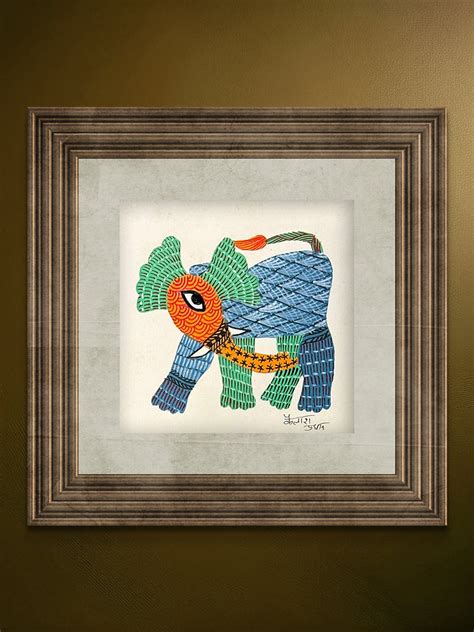 Buy Baby elephant in Gond Art – Handmade Traditional Art