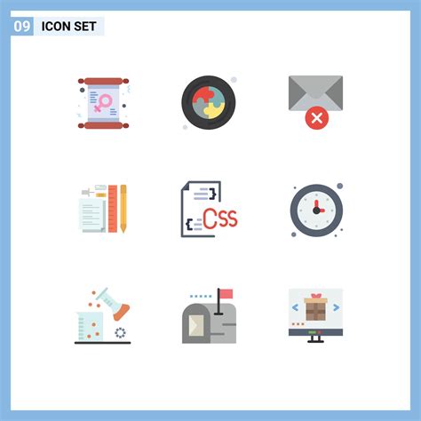 Set of 9 Commercial Flat Colors pack for css pin delete notepad pencil ...