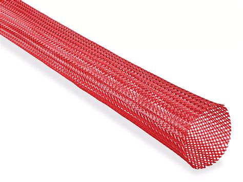 Braided Expandable Cable Sleeve - 1 1/4", Red S-26187R - ULINE