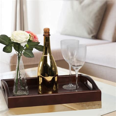 Buy TreeLen Wood Serving Tray with Handles, Food Trays for Eating on ...