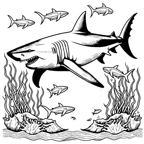 Megalodon shark coloring page Lulu Pages