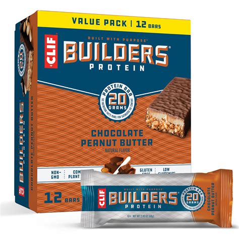 Clif Builders - Protein Bars - Chocolate Peanut Butter - 20G Protein ...