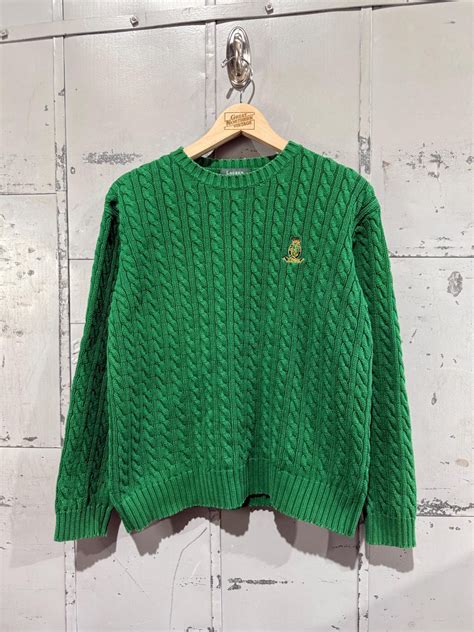 Vintage Kelly Green Cable Knit Polo Ralph Lauren Sweater - Etsy