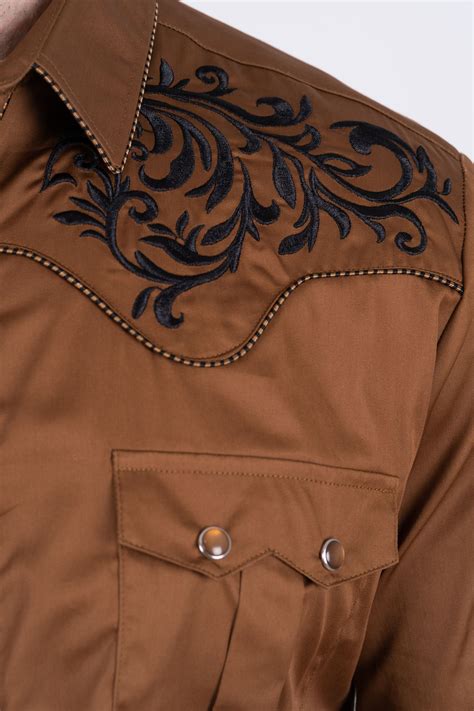 Men's Cotton Camel Embroidery Western Shirt in 2024 | Western shirts ...