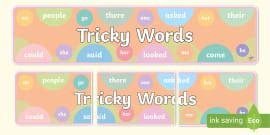 Muted Rainbow Tricky Words Banner