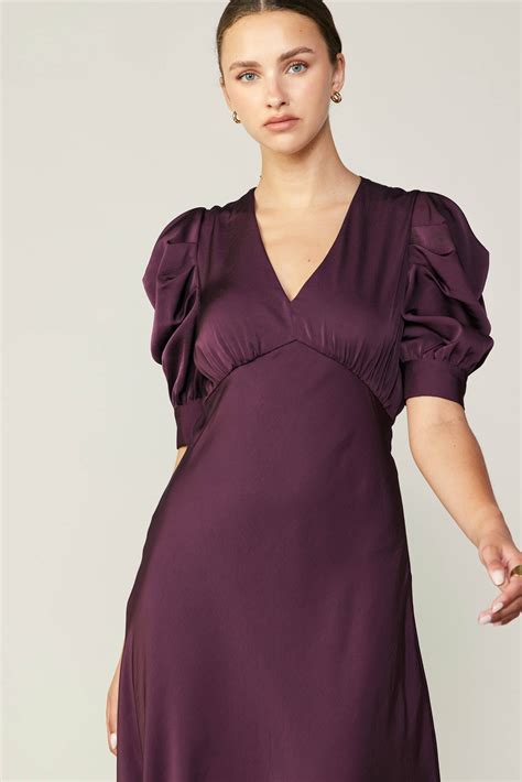 Puff Sleeve Midi Dress | Colorful dresses, Puff sleeve midi dresses ...