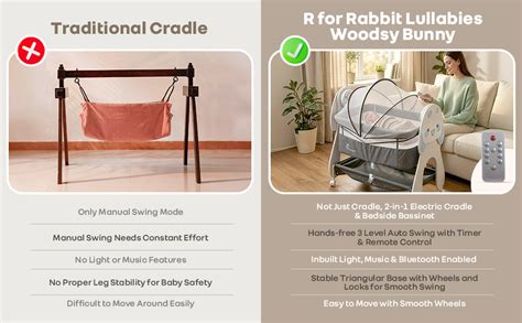 Lullabies Woodsy Bunny 2-in-1 Auto Swing Cradle with Bluetooth Music