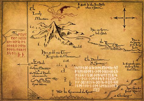 Tolkien Map Middle Earth Map the Hobbitthorin's Map Map | Etsy | Middle ...