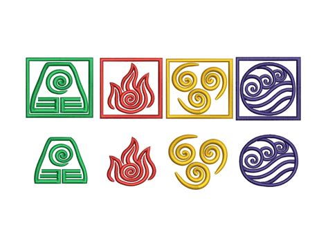 Avatar: the Last Airbender Elements Logos Embroidery Design - Etsy ...