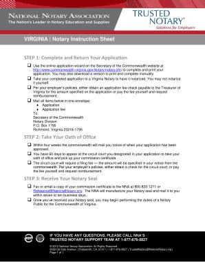 Fillable Online VIRGINIA Notary Instruction Sheet Fax Email Print ...