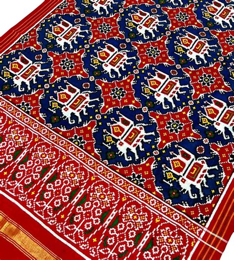 Blue Handloom Double Ikat Patan Patola Pure Silk Dupatta