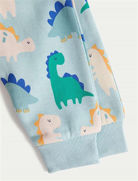 Buy Cotton Rich Dinosaur Joggers (0-3 Yrs) at Marks & Spencer