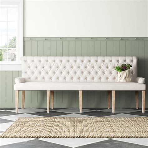 high back upholstered dining bench with diamond tufted backrest wooden ...