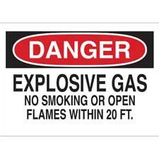 Danger Explosive Gas No Smoking Or Open Flames Within 20 Ft Sign ...