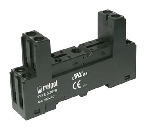 GZS80-BLACK Relpol | Relpol 8 Pin 300V ac DIN Rail Relay Socket, for ...