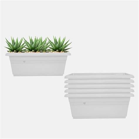 Yuccabe Italia Plastic Railing Hanging Box Tray Planter (White, 24 X 7 ...