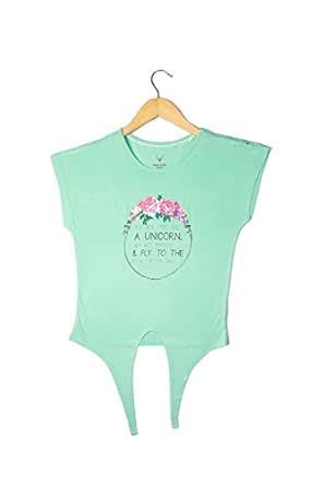 Allen Solly Junior Girls' T-Shirt (AKGTS316505_Turquiose_9-10 Years ...
