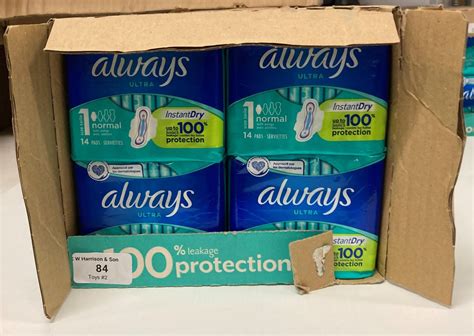 Contents to 2 boxes - 32 x packs of Always Ultra sanitary pads (size 1 ...