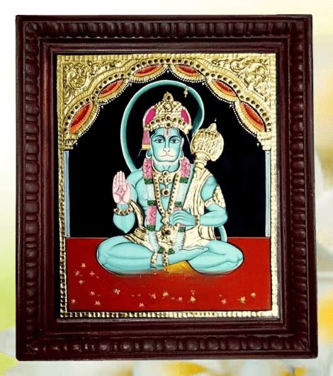 Hanuman Tanjore Painting in Padmasana – PujaNpujari