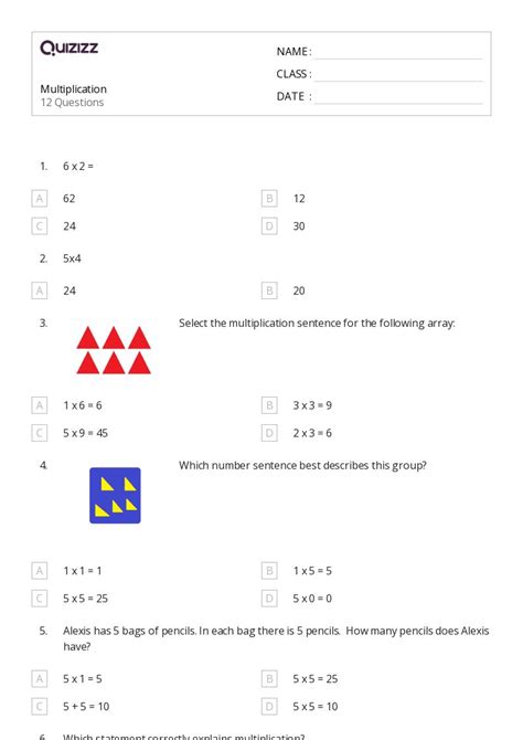 50+ Multiplication worksheets for 2nd Class on Quizizz | Free & Printable