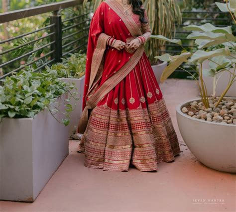 Sabyasachi Red & Gold Banarasi Lehenga Set – Kuro