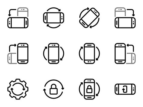 Flat illustration on a theme function of screen rotation in all ...