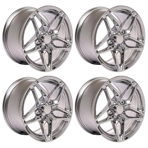CA Ecklers Staggered C7 ZR1 Style Chrome 4-Wheel Kit; 17x9.5/17x11 ...