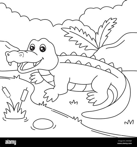 Crocodile Coloring Page for Kids Stock Vector Image & Art - Alamy