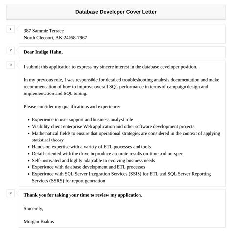 Image result for Database Developer Cover Letter