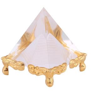 PETRICHOR 2.3 inches Crystal Feng Shui Crafts Pyramid with Gold Stand ...