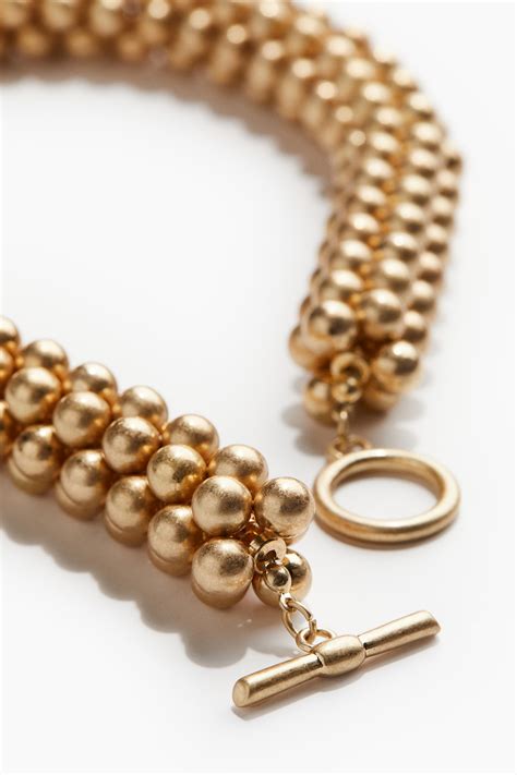 Chunky beaded necklace - Gold-coloured - Ladies | H&M IN