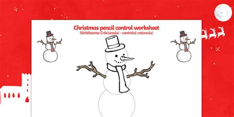 Christmas Themed Snowman Pencil Control Worksheet / Worksheets