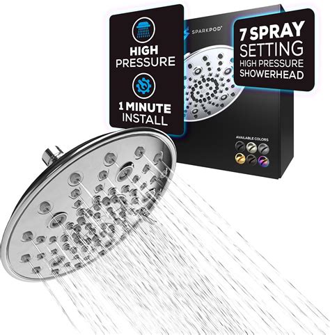 SparkPod 7 Spray Settings Shower Head - Adjustable High Flow Shower ...
