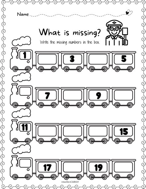 Missing Numbers Worksheets