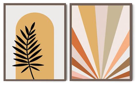 MODERN MATTISSE INSPIRED ABSTRACT PLANT ART FRAMES WITH GLASS- SET OF ...