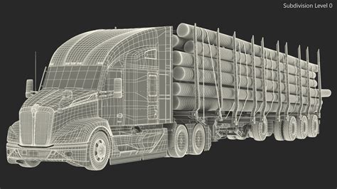 3D Truck With Logging Trailer Rigged model | 3D Molier International