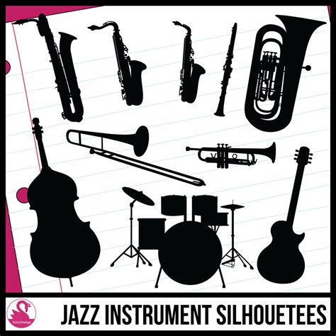 Musical Instruments Jazz Band Instrument Silhouettes/shadow Clip Art ...
