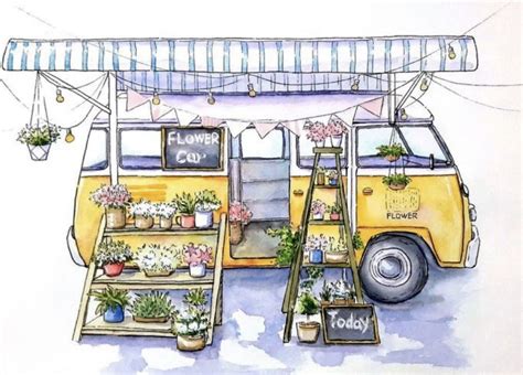 Charming Food Truck Drawing