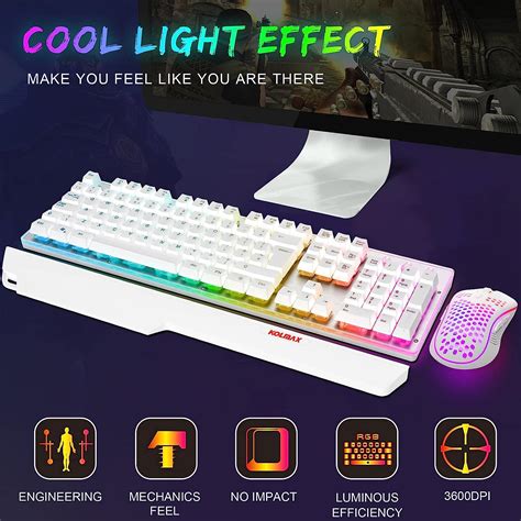 Buy White Gaming Keyboard,Colorful Lights Rainbow LED Backlit Keyboard ...