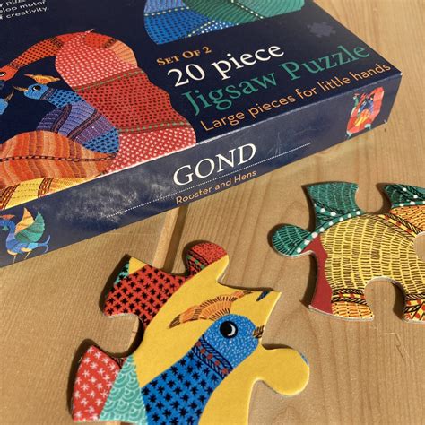 Jigsaw Puzzle 20 Pieces - Gond Hen and Rooster – Froggmag