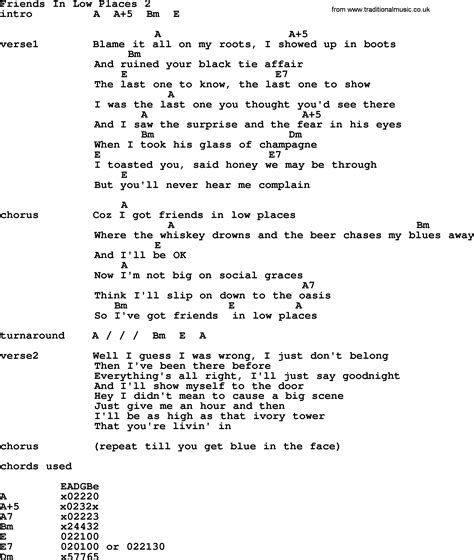 Friends In Low Places 2, by Garth Brooks - lyrics and chords | Lyrics ...