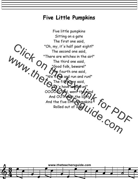 Five Little Pumpkins Lyrics, Printout, MIDI, and Video