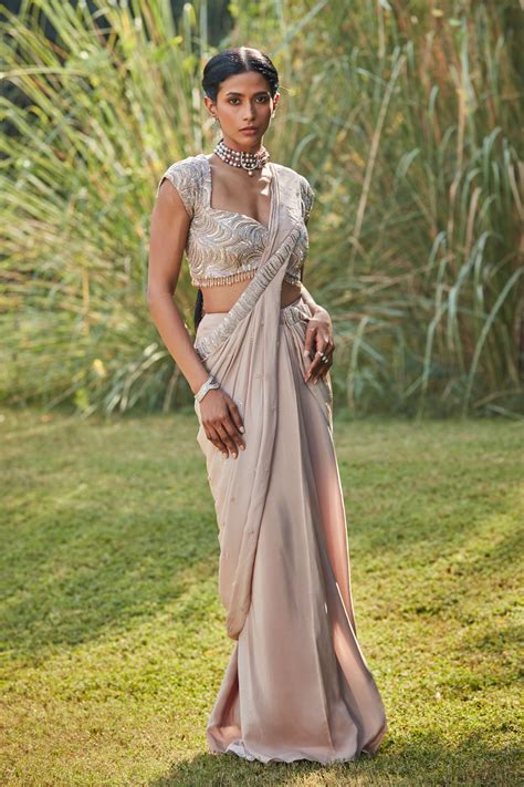 Bohame - Pamela Draped Saree Set - Elahe