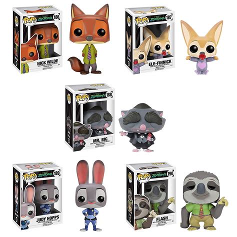 Buy Zootopia Nick Wilde, Ele-Finnick , Mr. Big, Judy Hopps and Flash ...